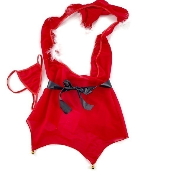 LAST ONE- Christmas women’s Santa feather trim costume - Picture 3 of 4